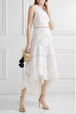 Zimmerman Mercer Fan Asymmetric Embroidered Cotton Midi Dress