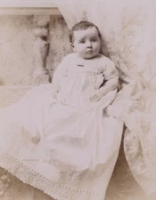 Antique Photo Cabinet Card BABY IN LONG GOWN FASHION HARDY & VAN ARNAM TROY N Y