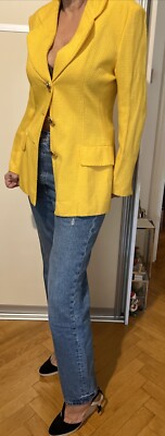 Vintage CHRISTIAN DIOR BOUTIQUE Gelb Blazer Goldene Knöpfe Fr 40 Netaporter