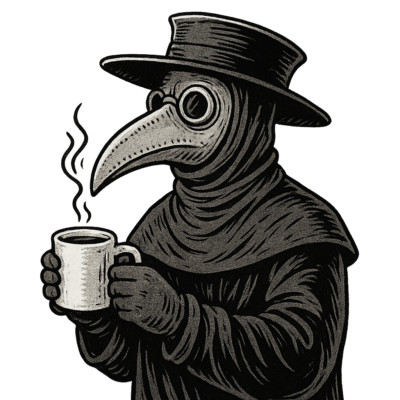18X18 Car Sticker Plague Doctor with Coffee Sticker Clear