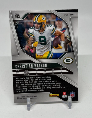 2024 Panini Prizm Christian Watson #103 Red White & Blue Prizm - Picture 2 of 2