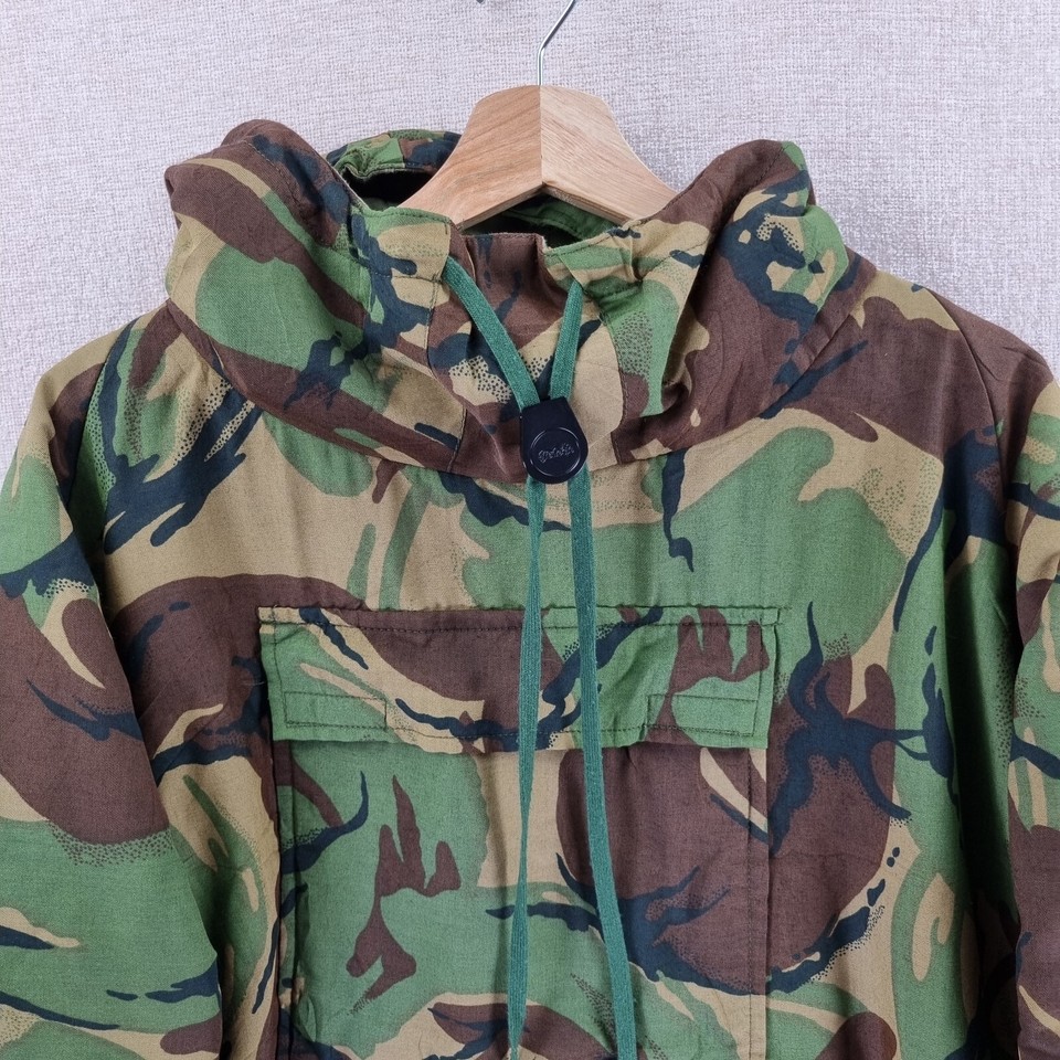 Vintage British Army Jacket Mens Medium Green Camouflage Hooded Smock