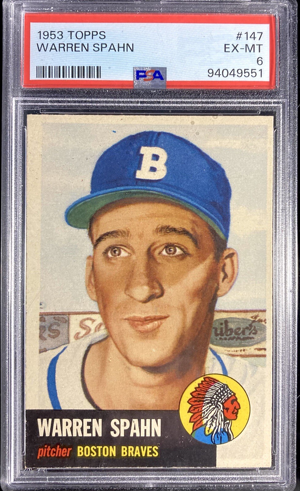 1953 Topps #147 Warren Spahn PSA 6