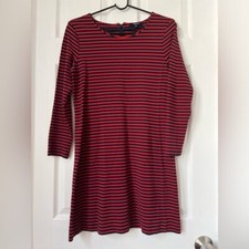 Madewell Sorbonne shift Dress in Sailor Stripe Navy Red size M