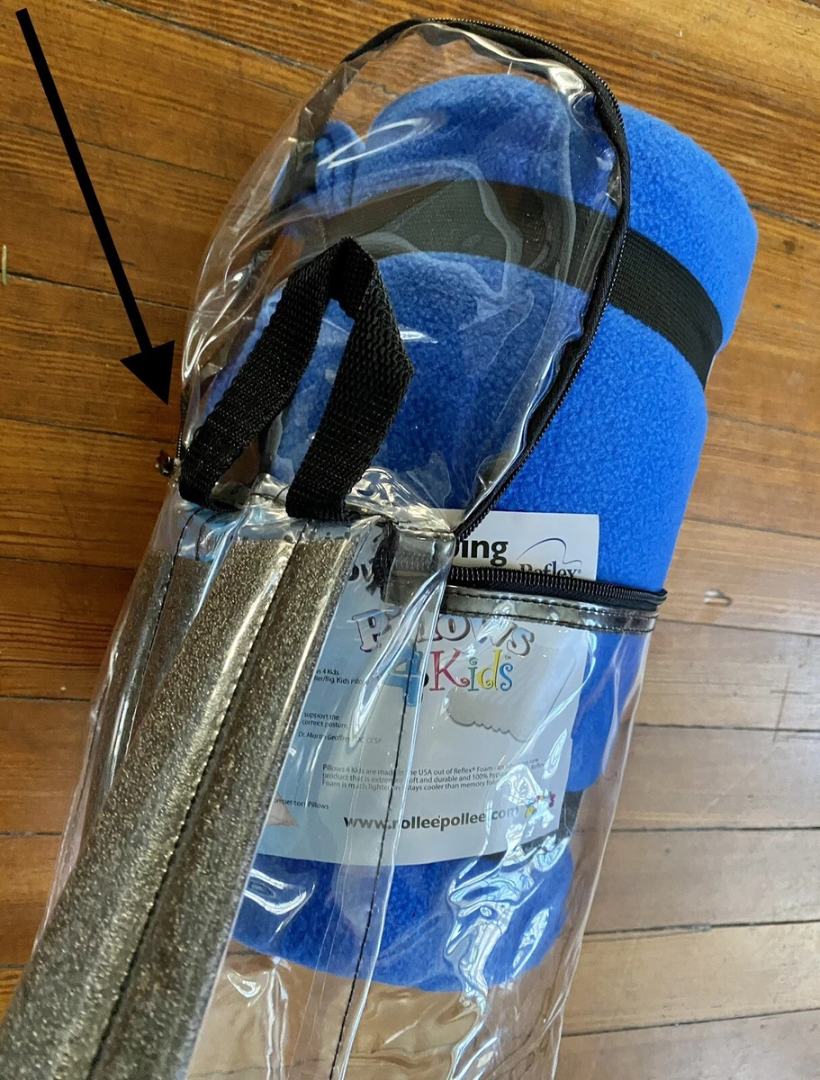 Rollee Pollee Blue Fleece Blanket with Pillow Attached WITH Backpack Carrier NEW