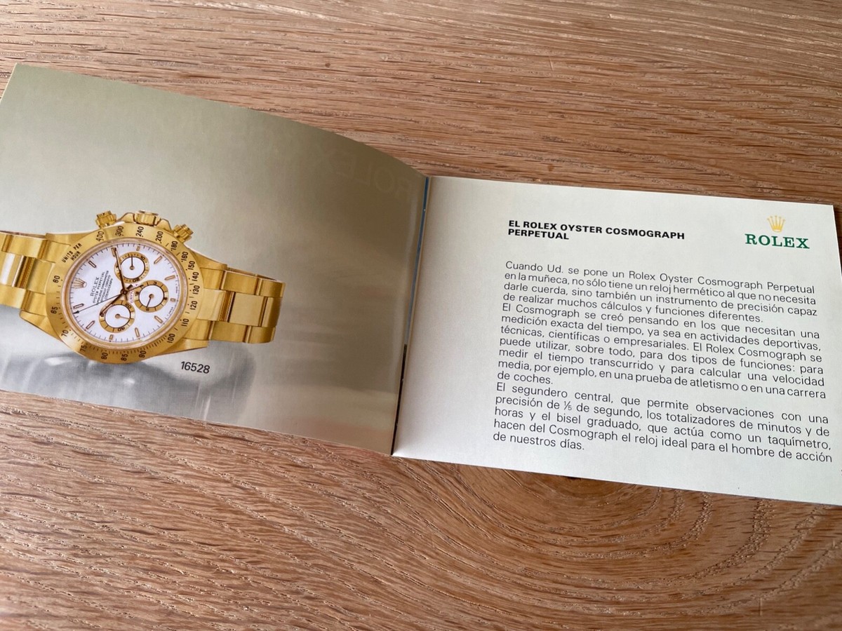 Folleto ROLEX COSMOGRAPH DAYTONA 16520 Booklet Vintage Watches