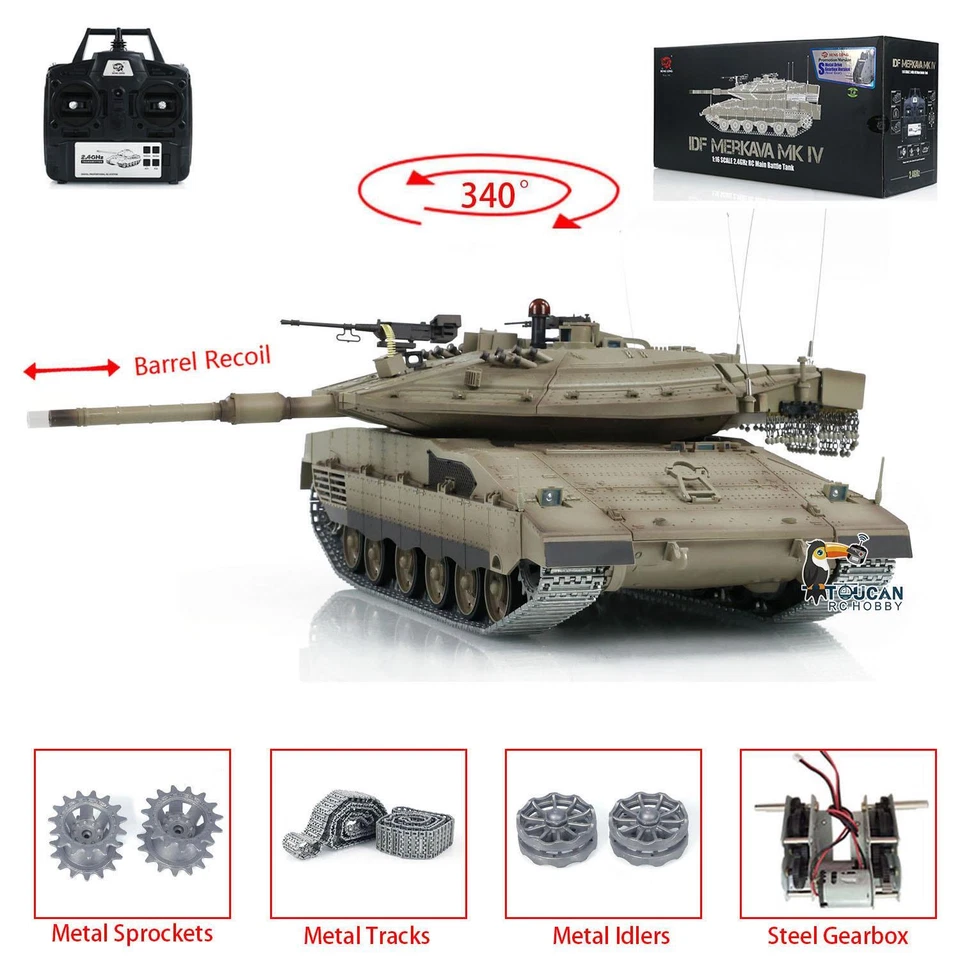 1:16 Heng Long IR RC Militär Kampfpanzer IDF Merkava MK IV 3958 Barrel Recoil - Bild 4 von 4