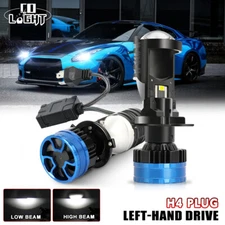 Pair H4 9003 Mini Bi-LED Projector Lens High Low Beam Bulbs Headlights Retrofit