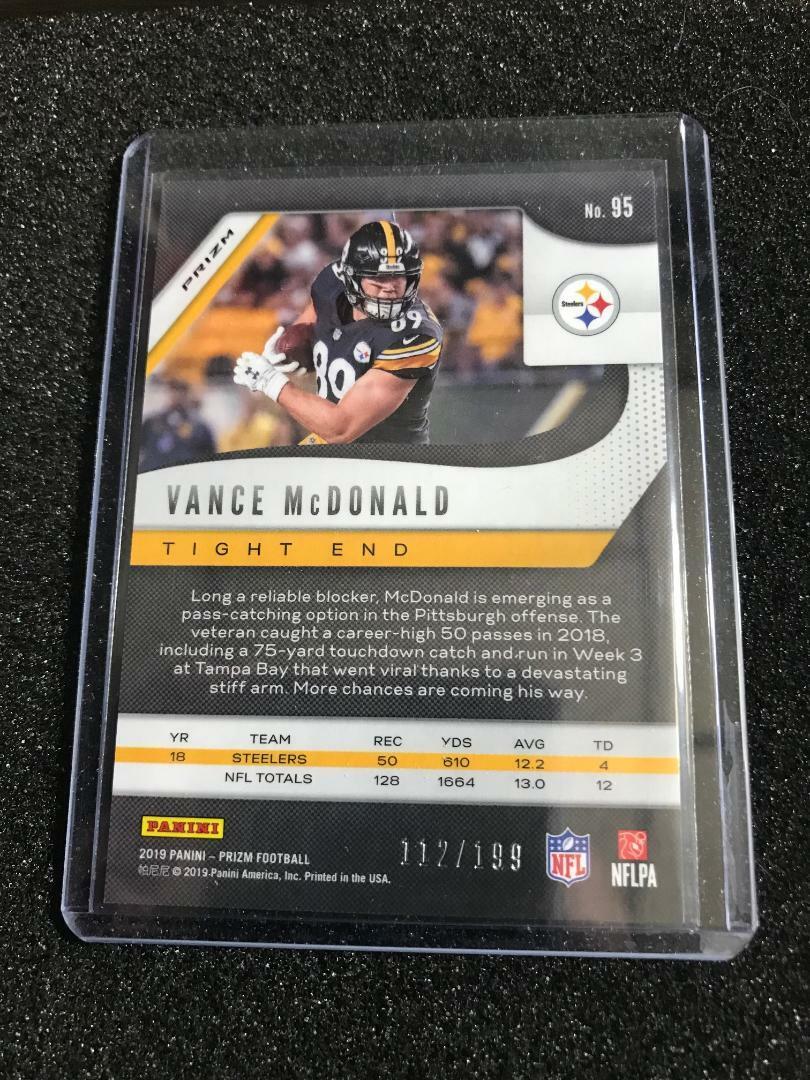 2019 Panini Prizm Blue Wave Prizms #95 Vance McDonald 112 2019 Panini Prizm Blue Wave Prizms #95 Vance McDonald 112