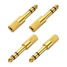 4 Pcs TRS6.35mm Male to 3.5mm Female Connector Gold Plating Adapter