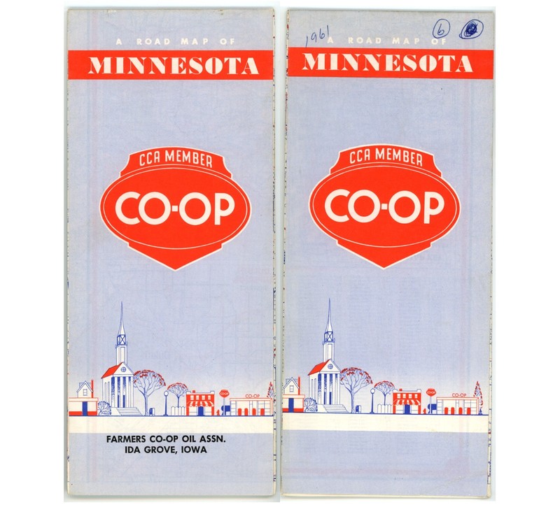 Vintage 1957 Minnesota Road Map – Consumers Coop Association (CO-OP)