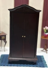 VTG Dollhouse Wardrobe Armoire Mahogany Closet for Bedroom 1:12 Furniture. NOS