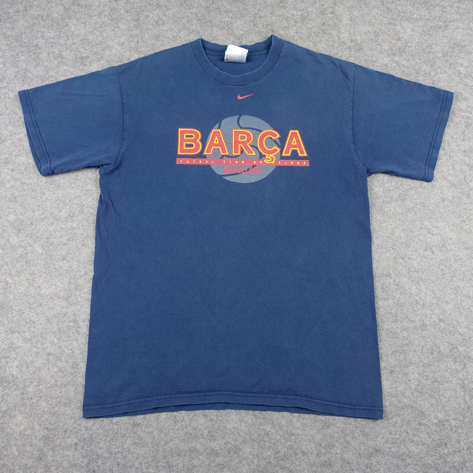 VINTAGE FC Barcelona Shirt Mens Medium Blue Soccer Barca Graphic Tee Nike 90s