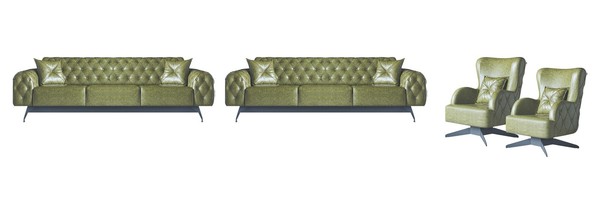 Sofas Set Couch 3-Sitzer Leder Sessel GrüN Klassisch Chesterfield Polster 4Tlg.-image
