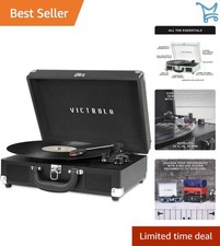 Bluetooth Portable Suitcase Record Player 3 Speed Vinyl with Built-in Speakers