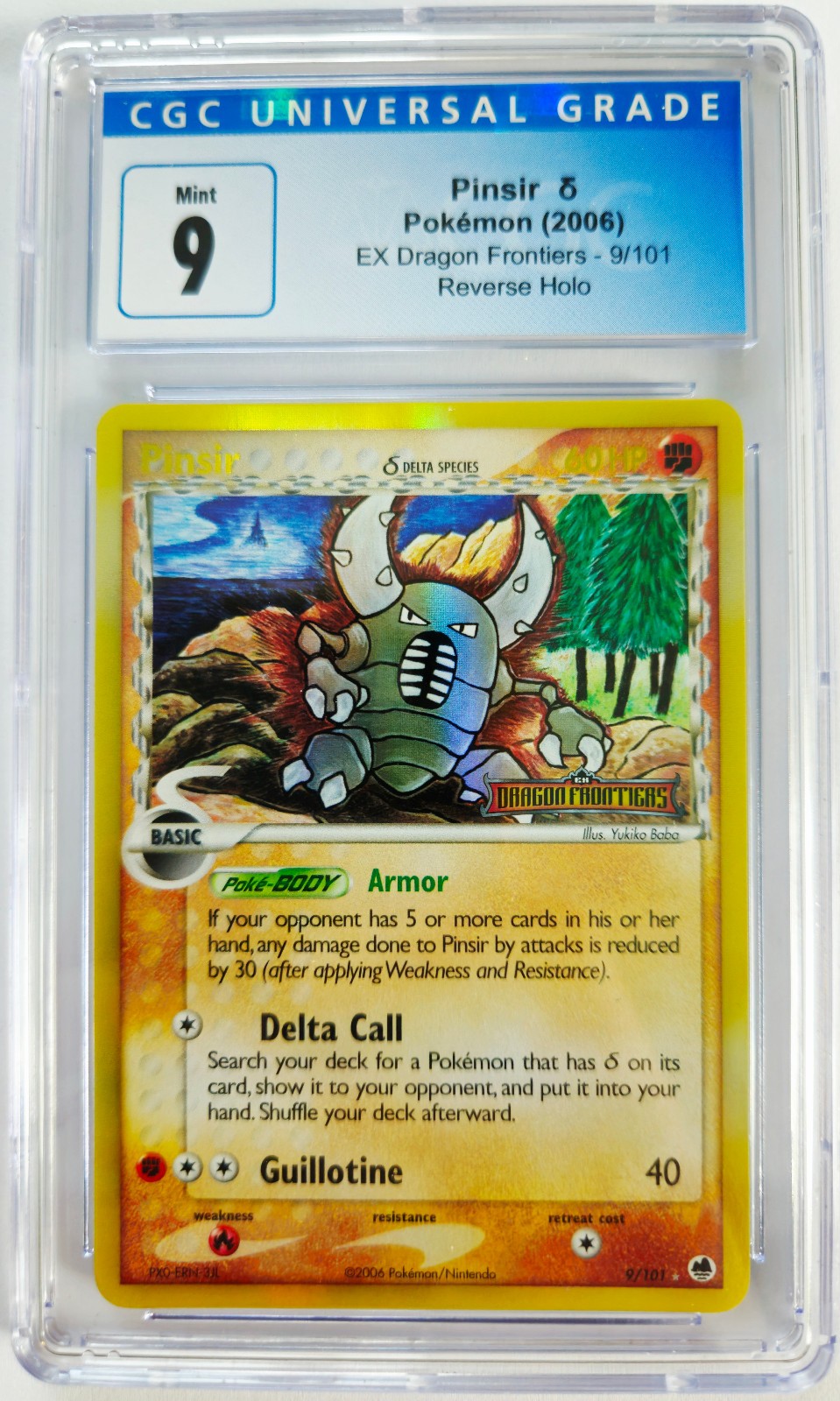 Pinsir (Delta Species) 9/101 EX Dragon Frontiers Reverse Holo CGC 9 Mint