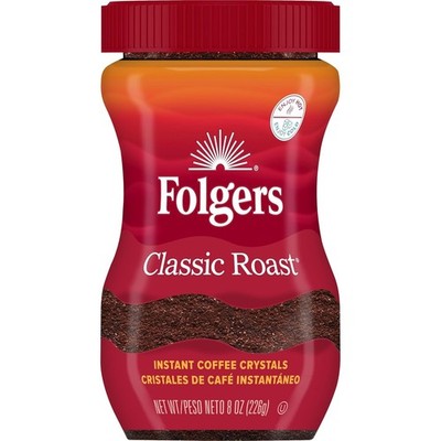 New Folgers Classic Roast Instant Coffee, 8 oz Jar
