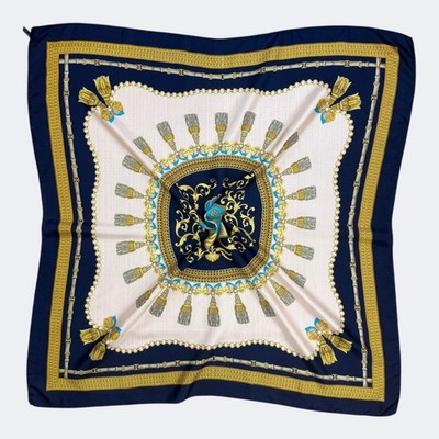 UNBRAND ITALIAN SCARF SILK BOROQUE CROWNS DESIGN SCARVES ON MULTI COLOR #S16