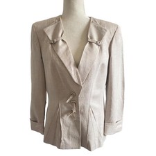 NWT Juliana linen blazer with piping size6 beige tan linen blend