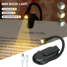 Mini Clip-On LED Book Light Rechargeable 3 Colors Dimmable 360 Eye-Care