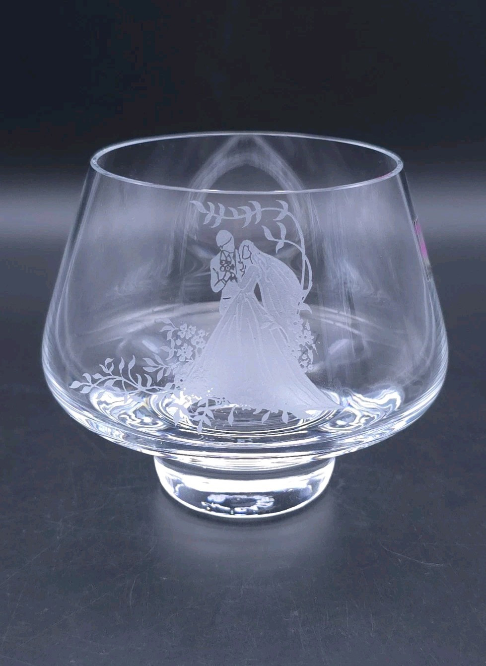 Caithness Crystal Glass Bride and Groom Etched Vase with Box