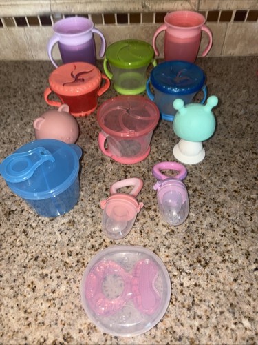 Toddler Snack Cups Spill Proof Containers Milk Juice Teether NUBY# 406