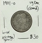1901-O Barber Quarter Vg Details ~Low Mintage Semi Key~