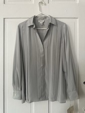 Vintage Christian Dior 80s Women's Long Sleeves Blouse Gray / Size Medium