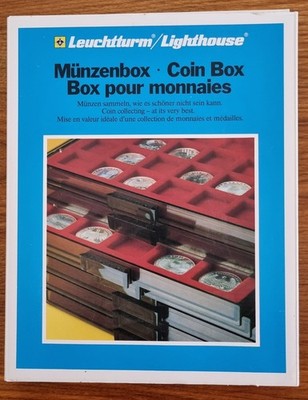 Leuchtturm Münzbox stapelbar MB 48, 48 Fächer, MB 99,  99 Fächer rauchfarben rot