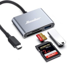 Hicober 3-in-1 USB-C SD Card Reader USB 2.0 Adapter Memory TF Dual Space Grey