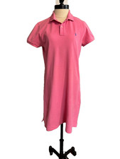 Ralph Lauren SPORT Womens Collared Pink Tennis Pique Polo Shirt Dress M Cotton