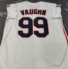 VINTAGE Ricky Vaughn #99 Indians Throwback White Sewn Stitched Jersey.