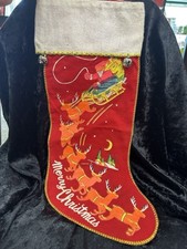 Vintage Santa Sleigh Christmas Stocking