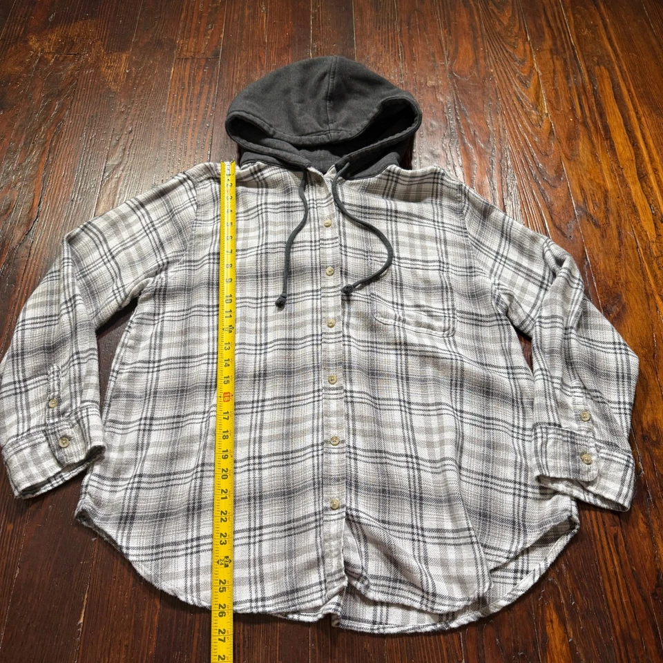 Рубашка с капюшоном мужская American Eagle Shacket L серая клетчатая фланелевая куртка Y2K Norm - Изображение 2 из 4