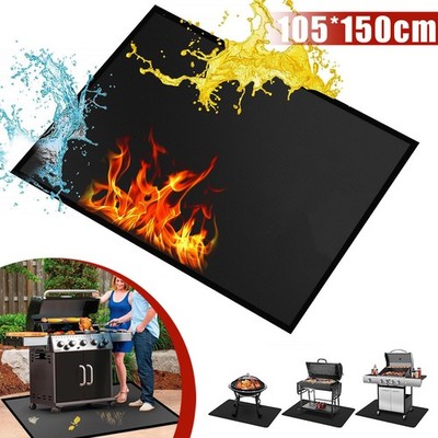 Feuerfeste Unterlage 150x105cm, Faltbare Grillmatte Bodenschutz Grillunterlage