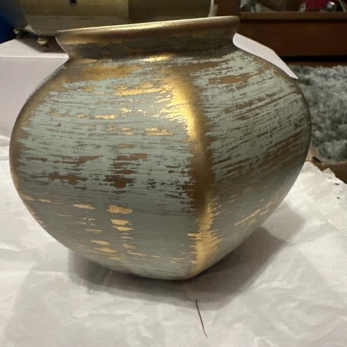 Royal Haeger Vase Gold Tweed Glaze 22K Gold Royal Haeger Pottery Vase