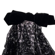 Vintage Black Velvet Bow Lace Hair Comb Fascinator Cascade Layers Wedding Church