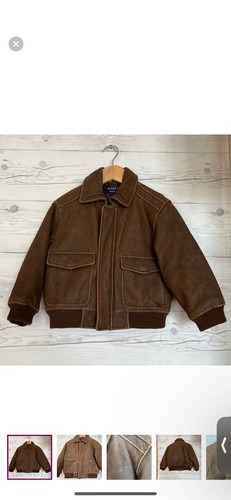 Vtg 90s Class Club Leather Bomber Jacket Aviator Motorcycle Coat Size 4/5 Unisex - Picture 2 of 8
