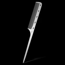 Metal Rat Tail Comb with Pick Stainless Steel Hair Combs Flat Top Fine... 