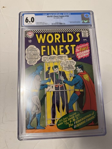 DC Comics Worlds Finest 156 Edmond Hamilton 1966 First Bizarro Batman CGC 6.0