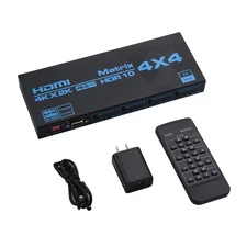 4x4 4 In 4 Out 4K HDMI Matrix Switcher W/ EDID Extractor & IR Remote Control t