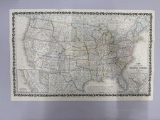 Antique Map of the United States of America   Ornate Border Wall Map