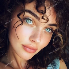 8x8 Photo Art Print - Pretty Model Beautiful Blue Eyes Woman Close Up Portrait