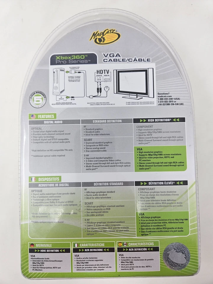 Madcatz Microsoft Xbox 360 Pro Series VGA HD AV Cable - NEW - Image 2 of 2
