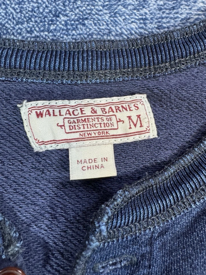 WALLACE & BARNES Shirt Men's Thermal Henley Marled Navy Blue E6848 Indigo - Image 2 of 4