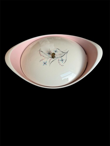 Vintage MCM Pink Covered Casserole 1950 Taylor Smith & Taylor Windemere Floral