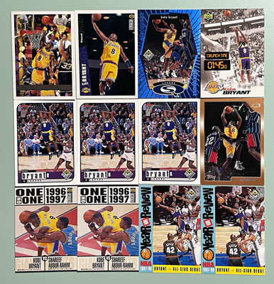 Kobe Bryant Card Lot (12) - Multiple Rookie Cards, Los Angeles Lakers NBA