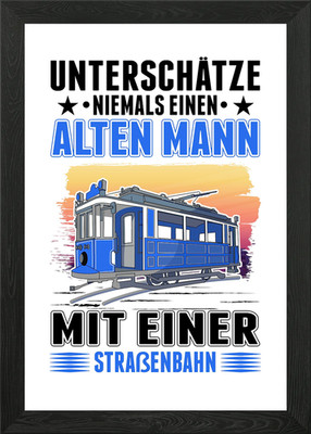 Straenbahn Alter Mann gerahmtes Wandbild Poster Leinwanddruck Bild