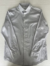 Calvin Klein Men's Slim Fit Dress Shirt Grey, Medium, 15.5 in 32-33