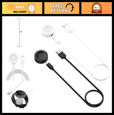 Charger for Smartwatch & Buds - 3.3ft USB Charging Cable Dock - Black/White